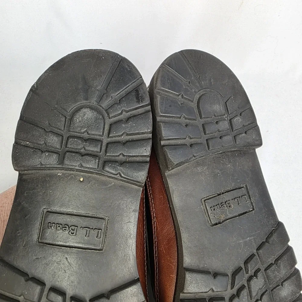 Mens LL Bean 8.5 D Allagash Bison Handsewn Brown Leather Loafer Oxford Boat Shoe